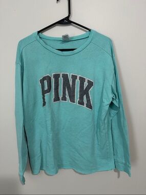 PINK Victoria's Secret Teal Long-Sleeve Crewneck Top